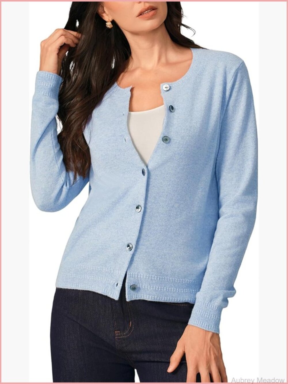 Women's 100% Pure Cashmere Cardigan Button Up Crewneck Sweater Machine Washable